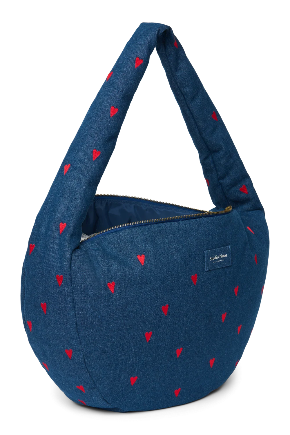 Umhängetasche "Cross Body Bag" Denim Dark Blue Red Hearts