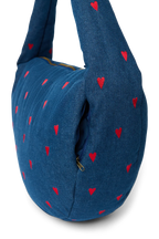 Umhängetasche "Cross Body Bag" Denim Dark Blue Red Hearts