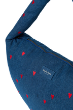 Umhängetasche "Cross Body Bag" Denim Dark Blue Red Hearts