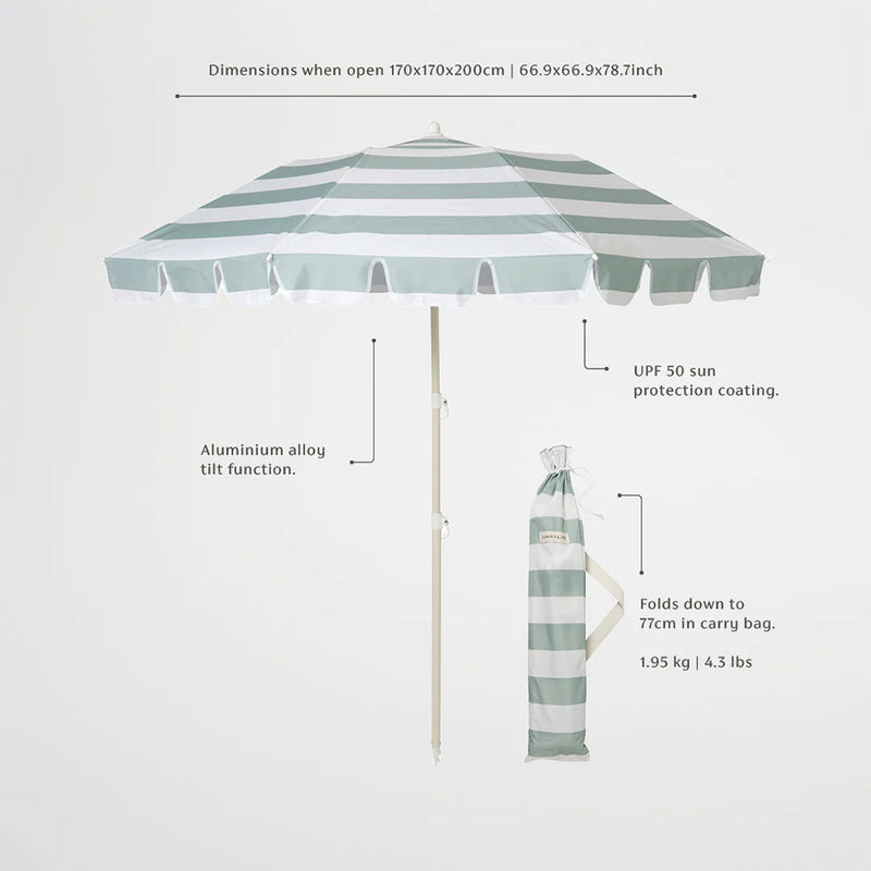 Sunnylife Sonnenschirm Kompakt La Palma Sage Stripe bei Yay Kids
