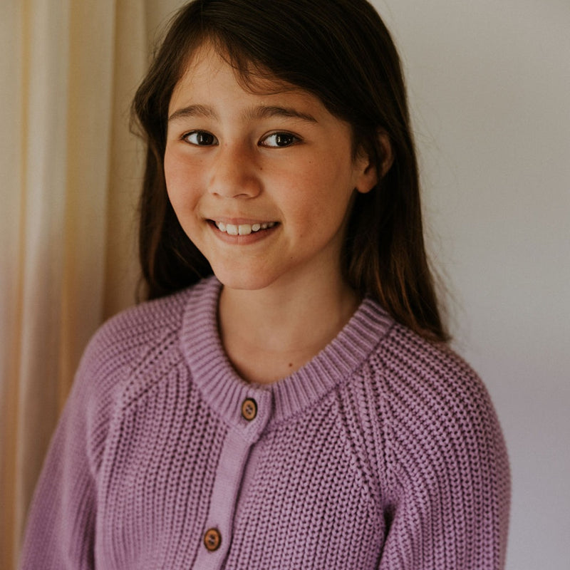 Yuki Kidswear Kinder Strick Raglan Cardigan Orchid bei Yay Kids
