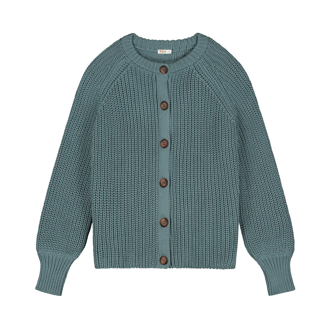 Yuki Frauen Raglan Knitted Cardigan Stone Blue bei Yay Kids
