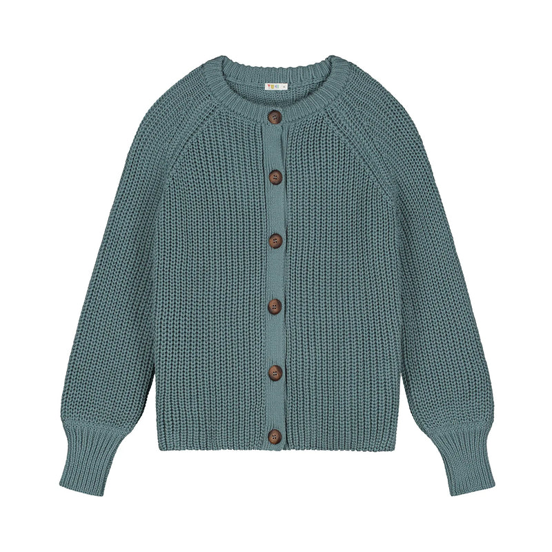 Yuki Frauen Raglan Knitted Cardigan Stone Blue bei Yay Kids
