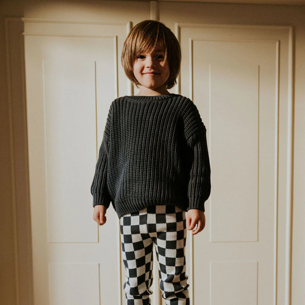 Yuki Kidswear Kinder Chunky Knitted Sweater Charcoal bei Yay Kids