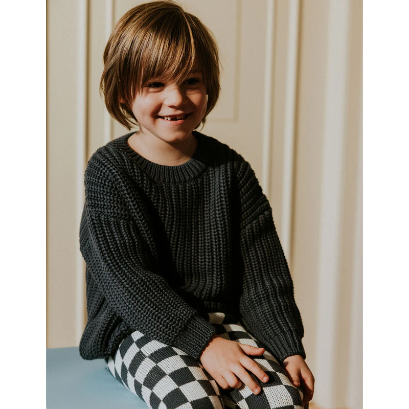 Yuki Kidswear Kinder Chunky Knitted Sweater Charcoal bei Yay Kids