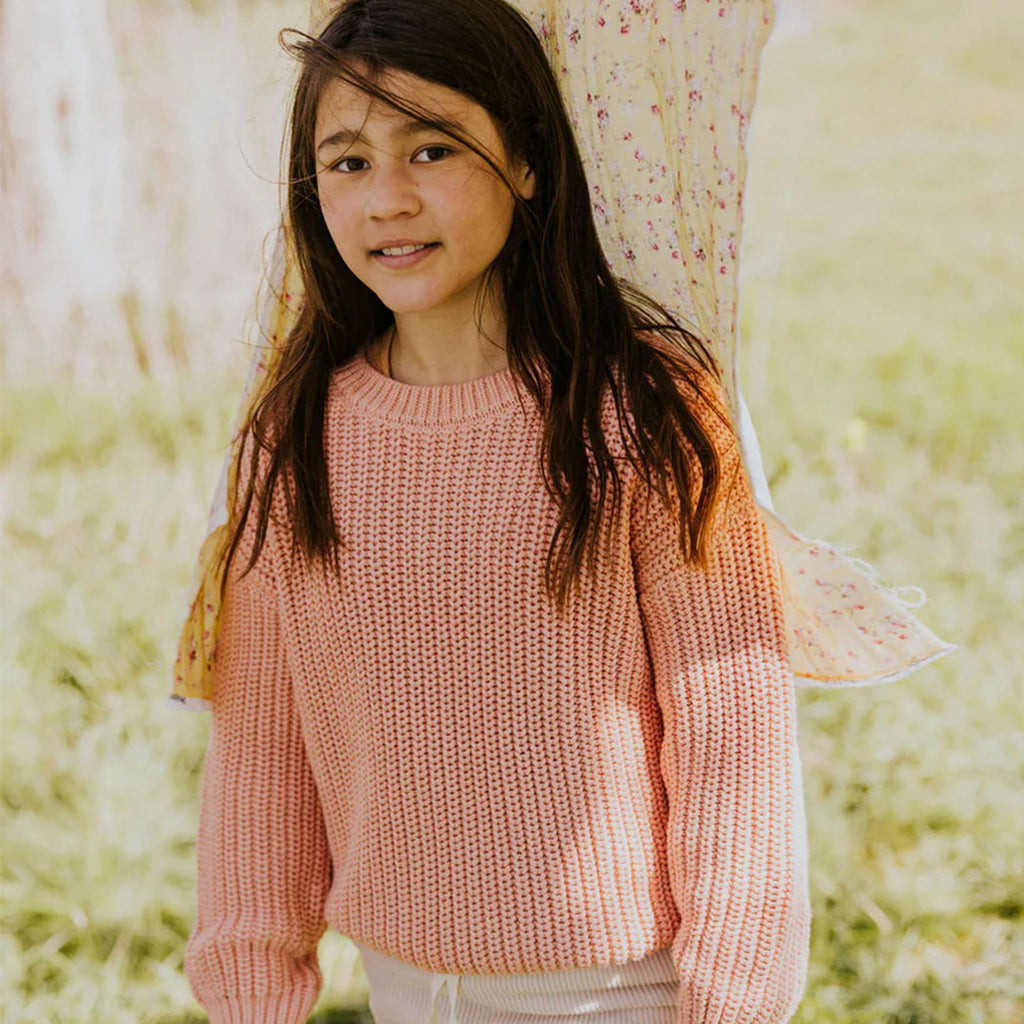 Yuki Kidswear Kinder Strickpullover Chunky Coral Pink bei Yay Kids