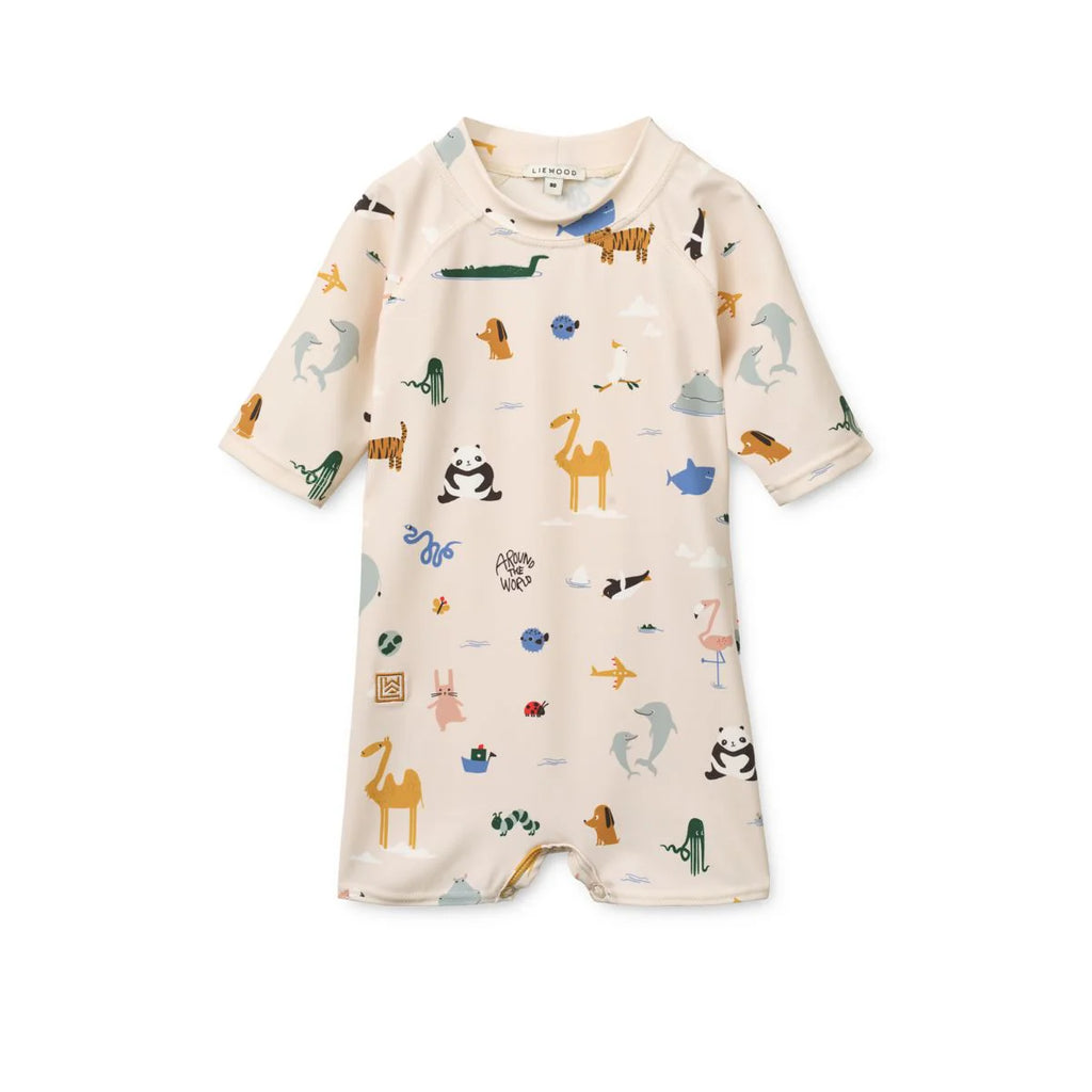 Baby UV-Bade-Jumpsuit „Thor Animals“ – Sandy – Liewood
