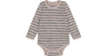 Merinowolle Body gestreift grau