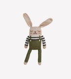 Knitted Stuffed Animal with Knitted Dungarees in Olive Green