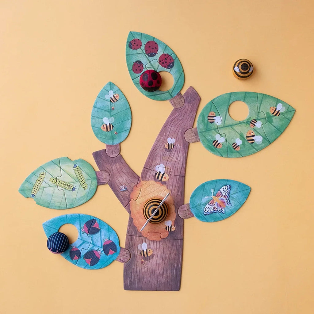 Bzzz Puzzle – Erstes Holzpuzzle mit 4 Insekten (1–4 Teile)