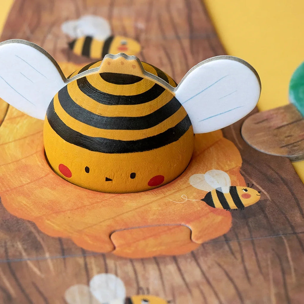 Bzzz Puzzle – Erstes Holzpuzzle mit 4 Insekten (1–4 Teile)