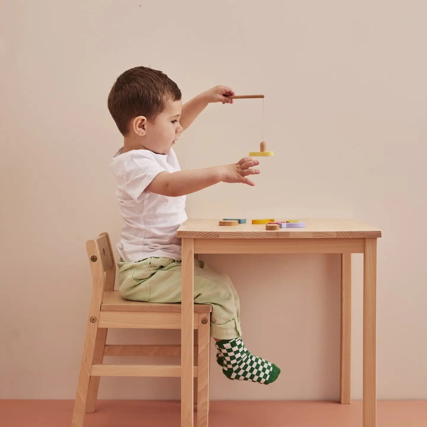 Train with wooden blocks brown