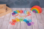 28 Teiliges Regenbogen-Holzfädelmotiv aus Holz