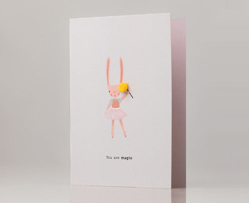 Rabbit Grusskaart – «You are magic» Grau/Beige/Gelb
