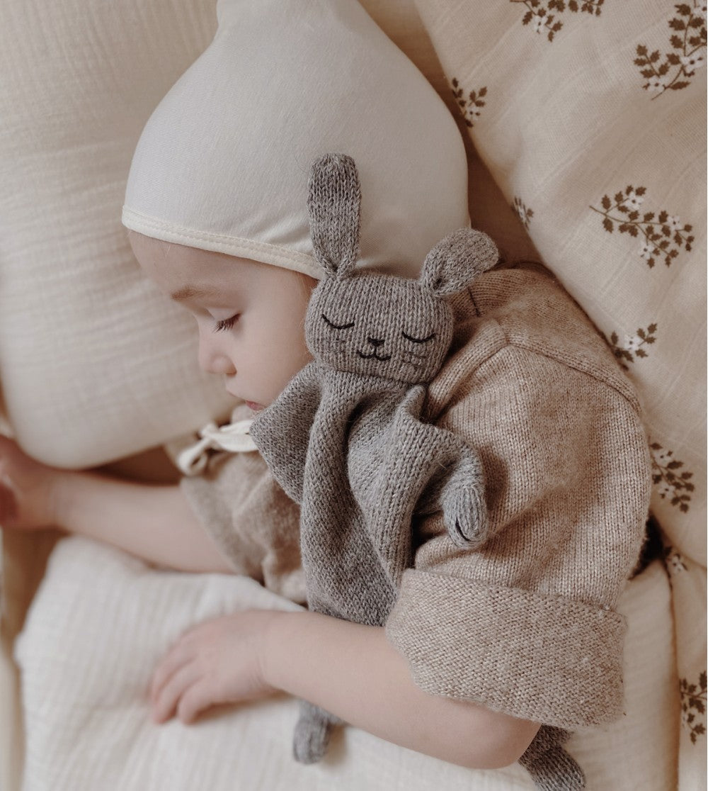 Strick Kuscheltuch Hase Grey