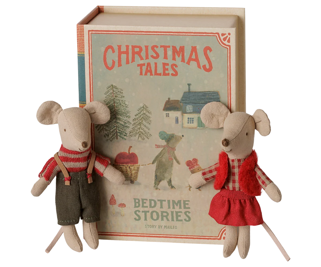 Maileg Weihnachts-Zwillingsmäuse, kleine Schwester und Bruder im Buch – Bild 1