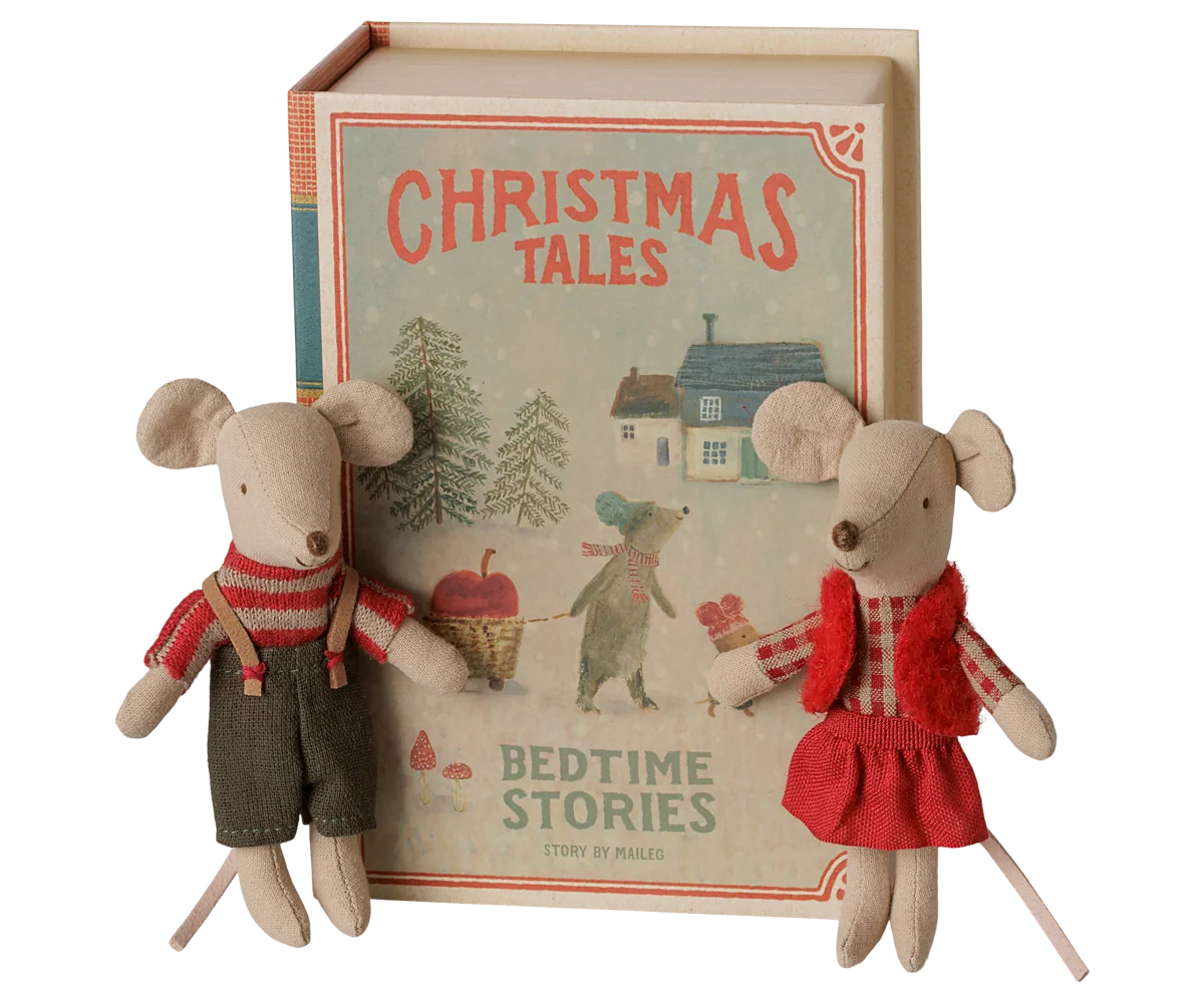 Maileg Weihnachts-Zwillingsmäuse, kleine Schwester und Bruder im Buch – Bild 1