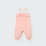 Cozmo Organic Soft Gauze Flounce Baby Jumpsuit crystal pink bei Yay Kids