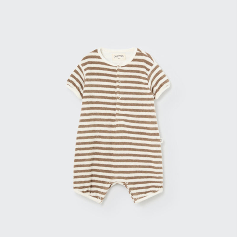 Cozmo Terry Baby Jumpsuit Luca Coffee Stripes bei Yay Kids