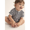 Cozmo Terry Baby Jumpsuit Luca Coffee Stripes bei Yay Kids