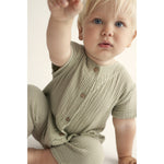 Cozmo Soft Gauze Baby Jumpsuit Luca Frosty Green bei Yay Kids