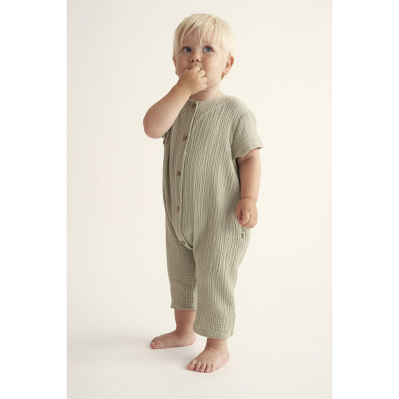 Cozmo Soft Gauze Baby Jumpsuit Luca Frosty Green bei Yay Kids