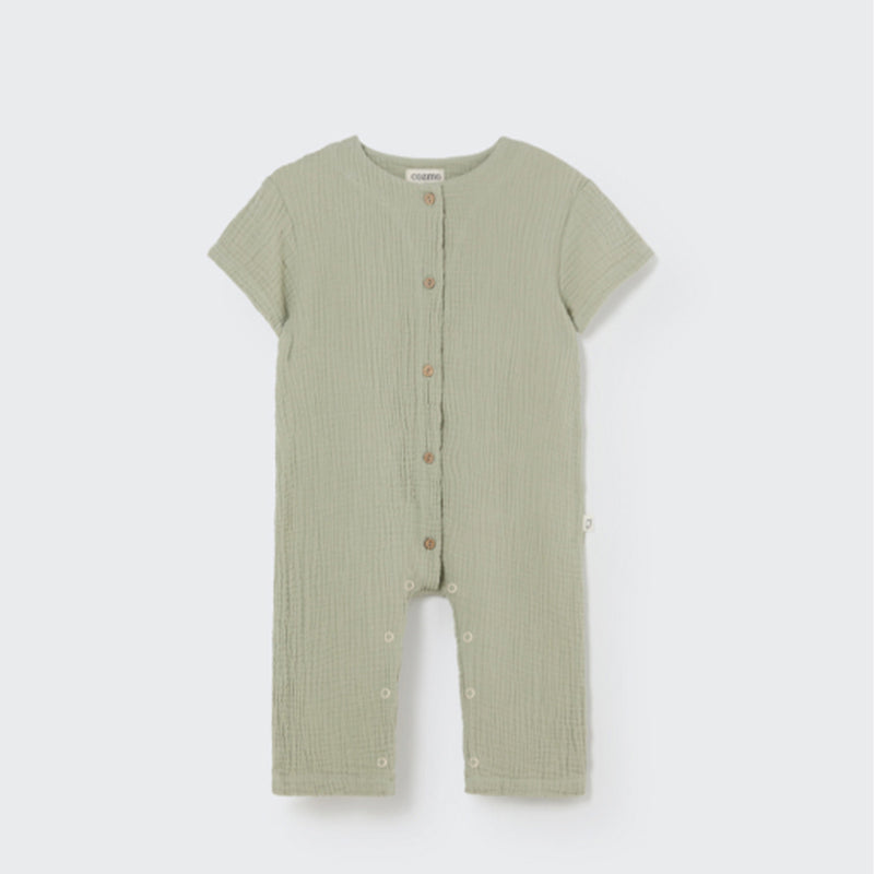 Cozmo Soft Gauze Baby Jumpsuit Luca Frosty Green bei Yay Kids