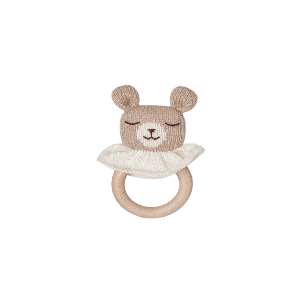 Knitted Teething Ring Teddy Sand
