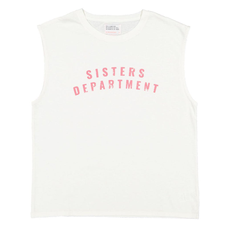 Sisters Department Damen T-Shirt Ärmellos mit Rundhalsausschnitt "Sisters Department" off-white bei Yay Kids