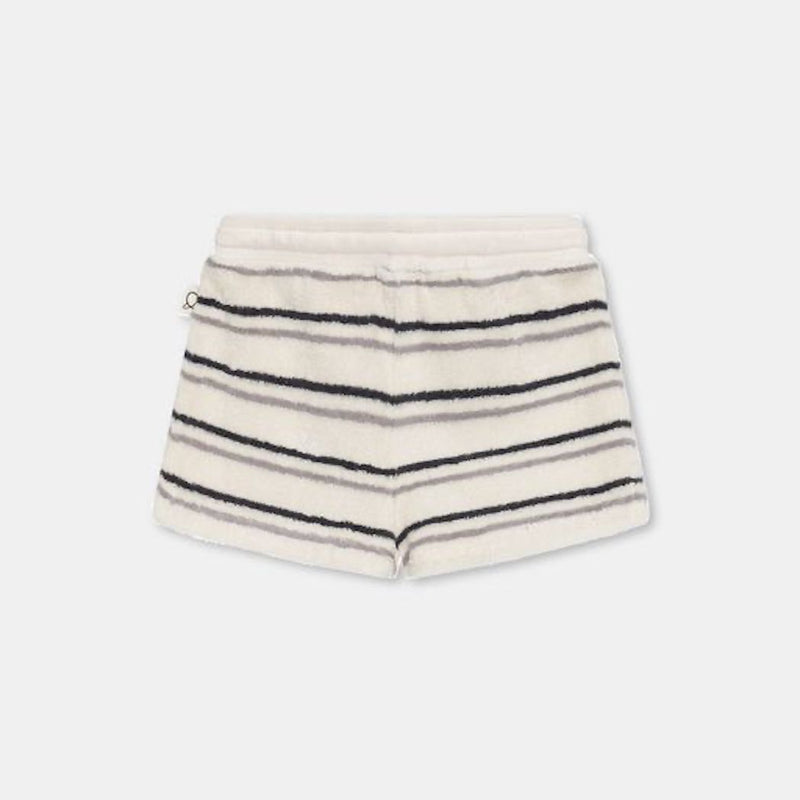 My Little Cozmo Shorts in Weiss mit grauen und dunkelgrauen Streifen bei Yay Kids
