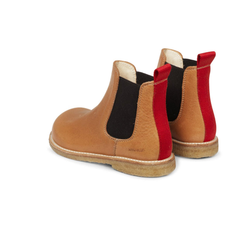 Angulus Kinder Chelsea Boots Cognac Braun mit Rot bei Yay Kids