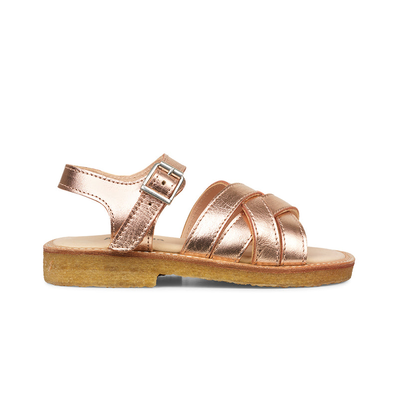 Angulus Mädchen Riemen Leder Sandalen Rosé-Gold Seite bei Yay Kids