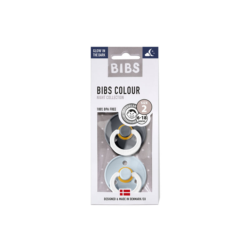 Bibs Schnuller 2er Pack Baby Blue Iron Night Grösse 2 bei Yay Kids