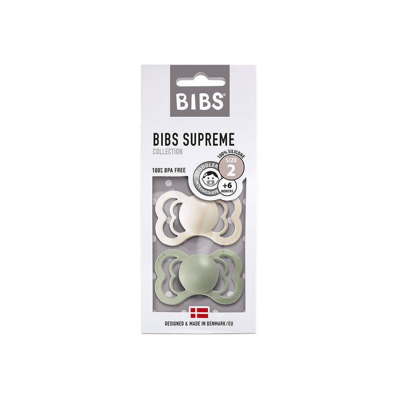 Bibs Supreme Schnuller 2er Pack Ivory Sage Grösse 2 bei Yay Kids
