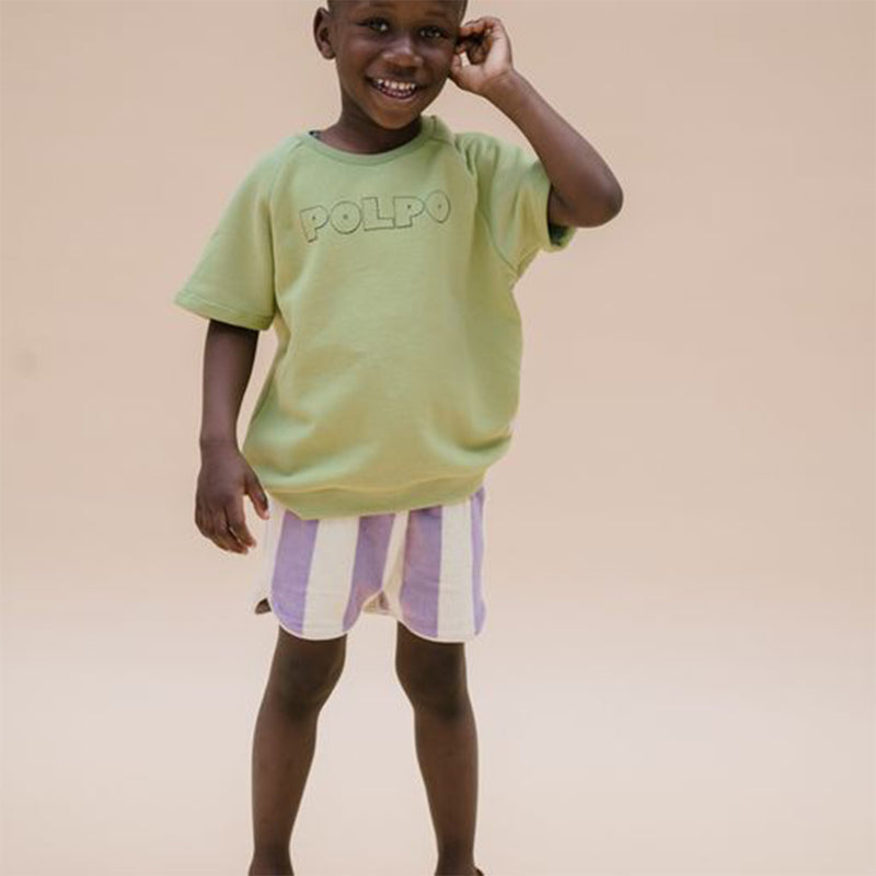 Sproet & Sprout Sport Shorts in Lila und Weiss gestreift bei Yay Kids