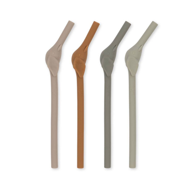 Konges Slojd Silikon Strohhalme Elephant Almond Mix 4 Pack bei Yay Kids