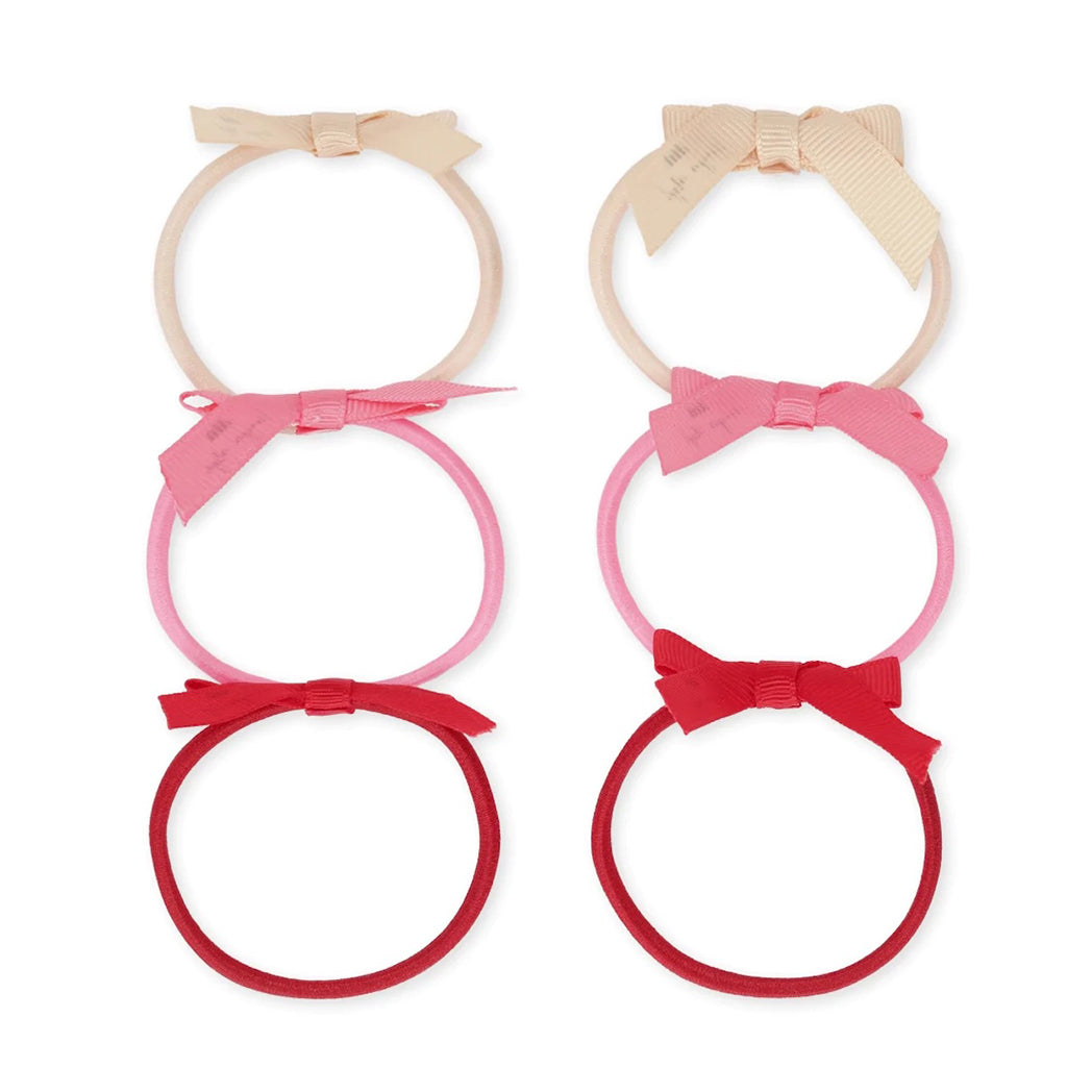 Konges Slojd Kinder Haargummis im 3er Pack mit Schleifen in Ecru, Rosa und Rot bei Yay Kids