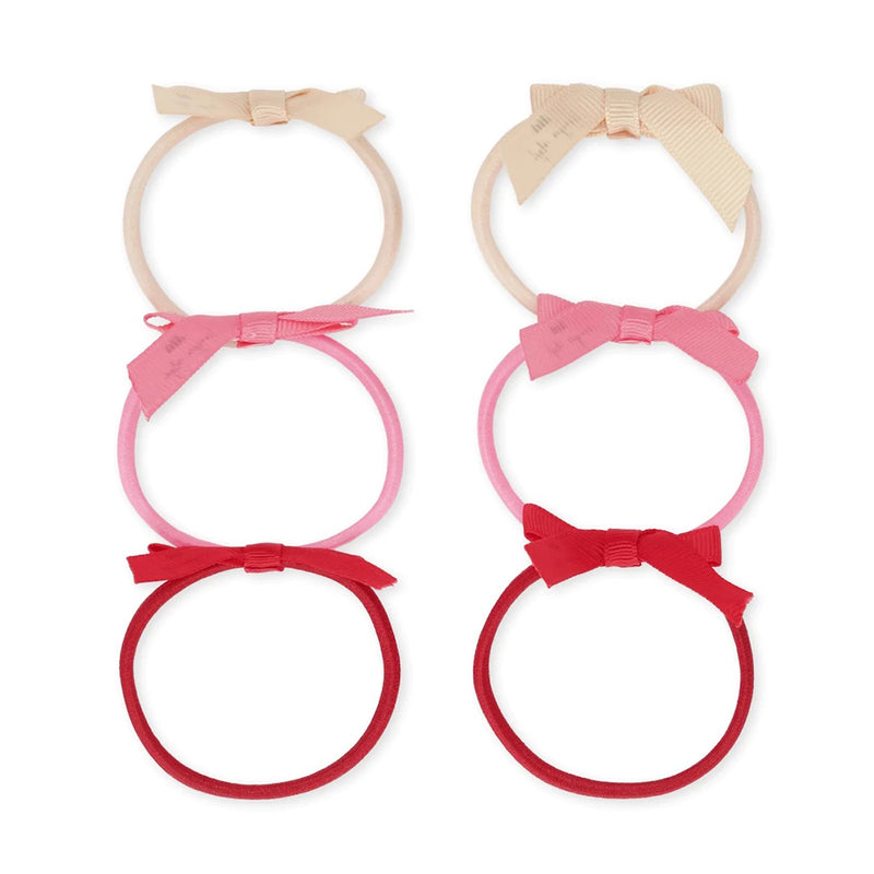 Konges Slojd Kinder Haargummis im 3er Pack mit Schleifen in Ecru, Rosa und Rot bei Yay Kids