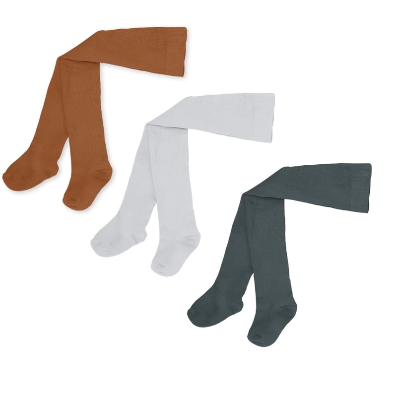 Konges Slojd Kinderstrumpfhosen im 3er Pack Braun, Hellblau und Dunkelblau bei Yay Kids