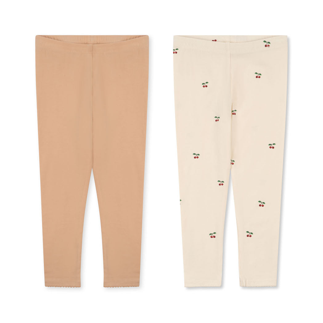 Konges Slojd 2-Pack Leggings Cherry/ Toasted Almond bei Yay Kids