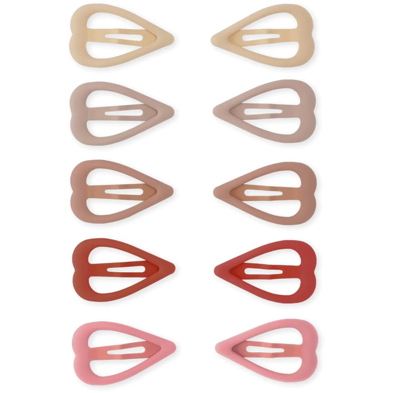 Konges Slojd Kinder Mini Haarspangen Herzform Rosa 10-Pack bei Yay Kids