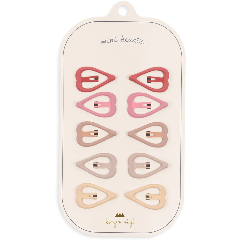 Konges Slojd Kinder Mini Haarspangen Herzform Rosa 10-Pack bei Yay Kids