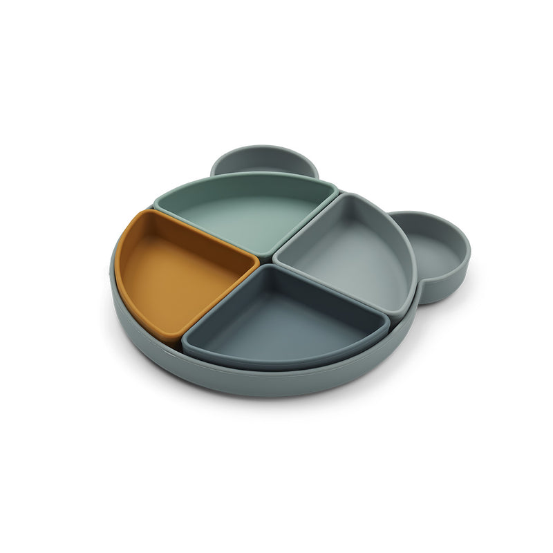Liewood Silikon Teller mit Abteilen Arne Mr Bear Fog Blue bei Yay Kids