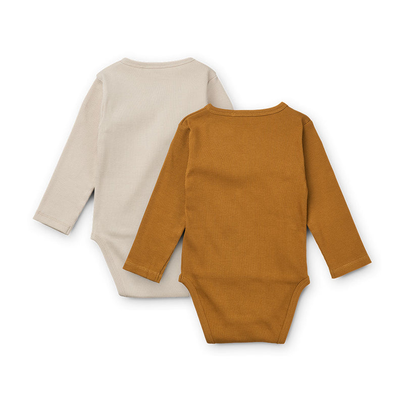 Liewood Baby Body Set Hali Golden caramel/ sandy mix hinten bei Yay Kids