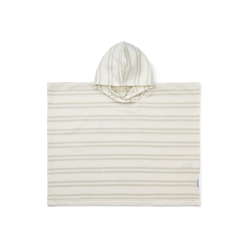 Liewood Kinder Bade Poncho Roomie Creme/ Dusty Mint Stripe bei Yay Kids