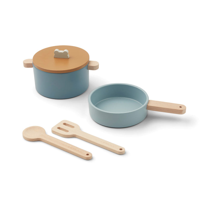Liewood Kinder Holz Pfannen Set Antonio Blue multi mix bei Yay Kids