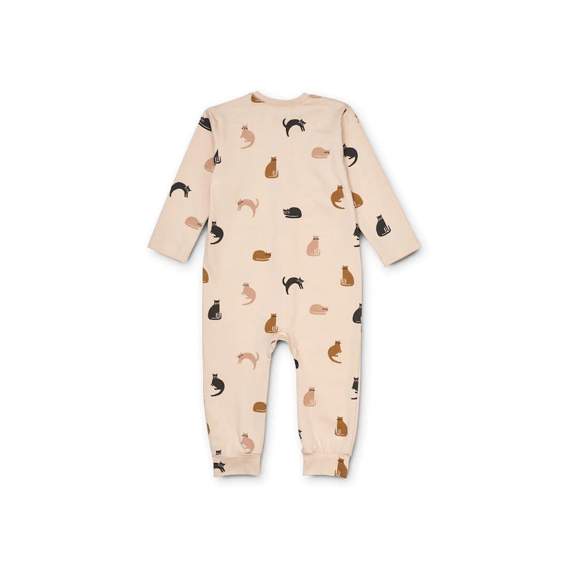 Liewood Kinder Pyjama Birk Jumpsuit Miauw / Apple blossom mix bei Yay Kids