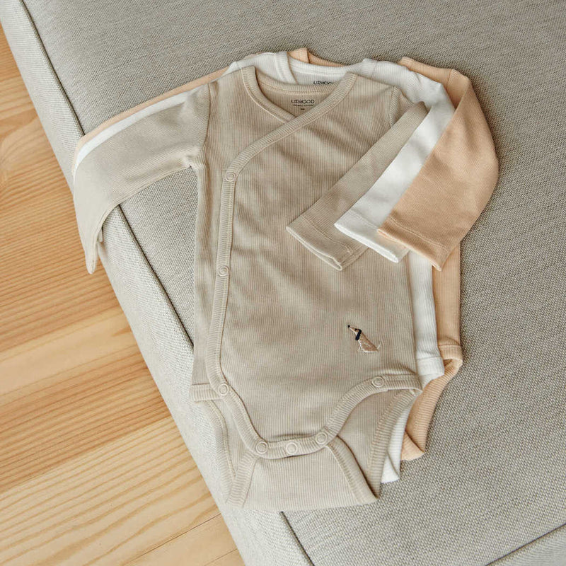 Liewood Baby Body Set Hali Dog / Oat mix bei Yay Kids