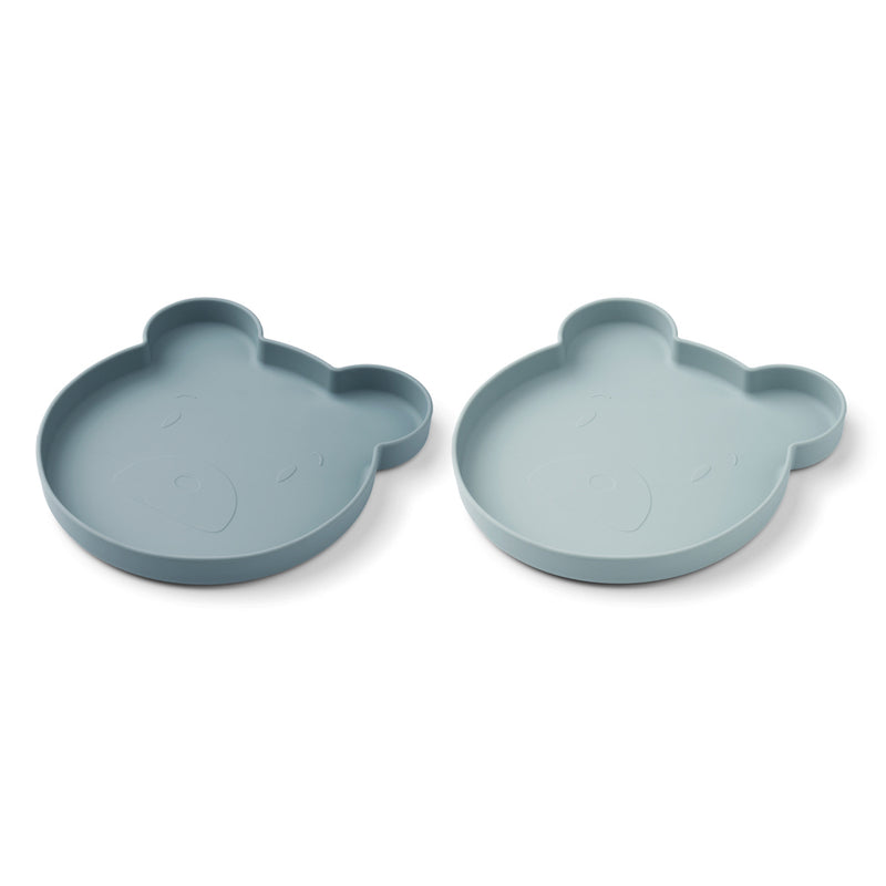 Liewood Silikon Teller Marty 2-Pack Mr. Bear Blue mix bei Yay Kids