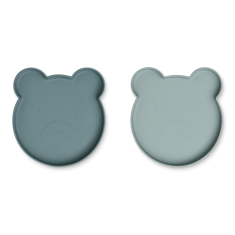 Liewood Silikon Teller Marty 2-Pack Mr. Bear Blue mix bei Yay Kids